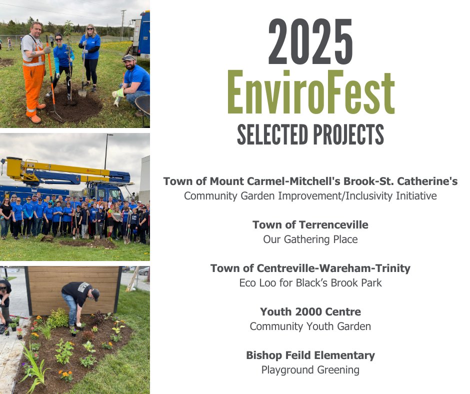 NFPower's tweet photo. Weโre excited to announce our EnviroFest 2025 projects! ๐ฟ From community gardens to eco-friendly washrooms and green playgrounds, these projects are helping make our province more inclusive, sustainable, and connected.
These five groups are turning great ideas into green action:
๐ฑ Town of Mount Carmel-Mitchell's Brook-St. Catherine's โ Mount Carmel Community Garden Improvement/Inclusivity Initiative
๐ฑ Town of Terrenceville โ Our Gathering Place
๐ฑ Town of Centreville-Wareham-Trinity โ Eco Loo for Blackโs Brook Park
๐ฑ Youth 2000 Centre โ Community Youth Garden
๐ฑ Bishop Feild Elementary โ Playground Greening
Thank you to everyone who applied and congratulations to the successful projects! We canโt wait to help bring these community ideas to life in June!
#EnviroFest2025 #PartOfYourCommunity