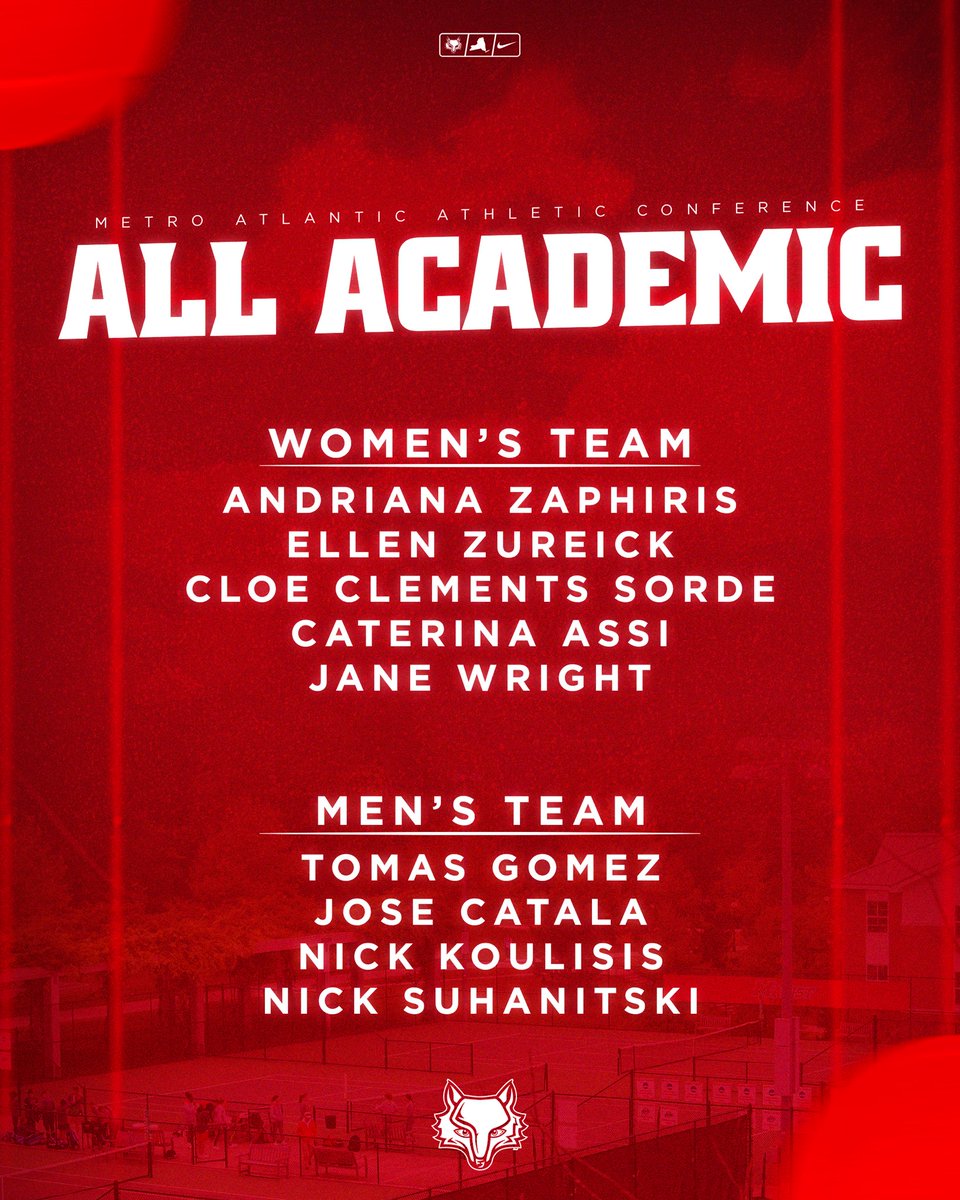 Shoutout to these nine for their performance on and off the court!

Congratulations on being named to the MAAC All-Academic Team!

#goredfoxes | #maristtennis