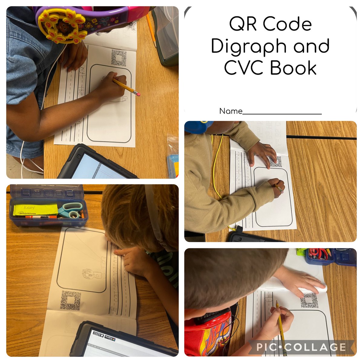 Kindergarten students using QR codes for digital sentence dictation. They’re using phonics skills learned with <a href="/UFLiteracy/">UF Literacy Institute</a> <a href="/HendricksEsGA/">Hendricks Elementary School</a> #huskychat