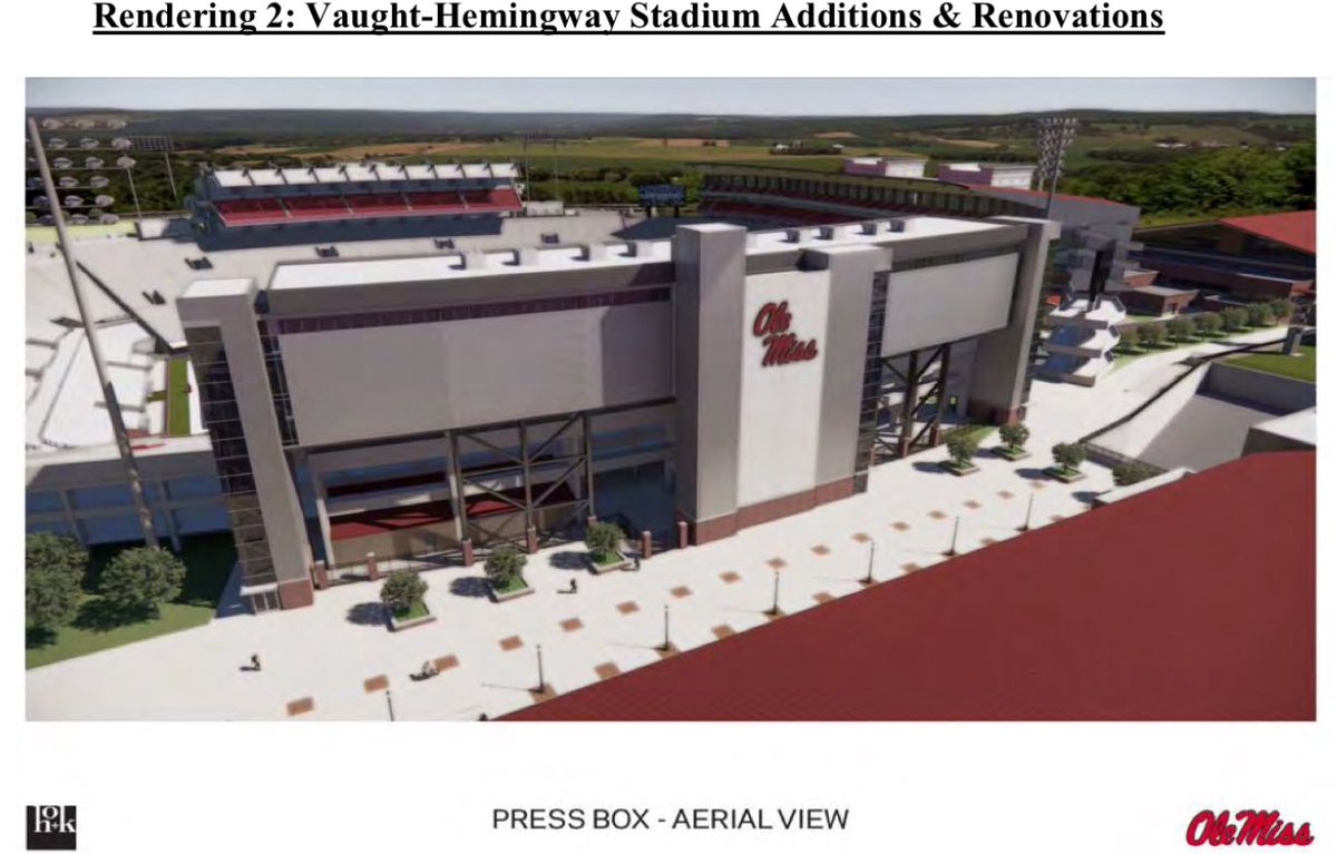 NEWS: Last week the Mississippi IHL board approved the exterior design presented for Vaught-Hemingway Stadium. 

Ole Miss announced its intentions to construct the Founders Suites, to be ready for the 2027 season, per <a href="/thedm_news/">The Daily Mississippian</a>. 

#OleMiss 

LINK: mississippi.edu/board/download…