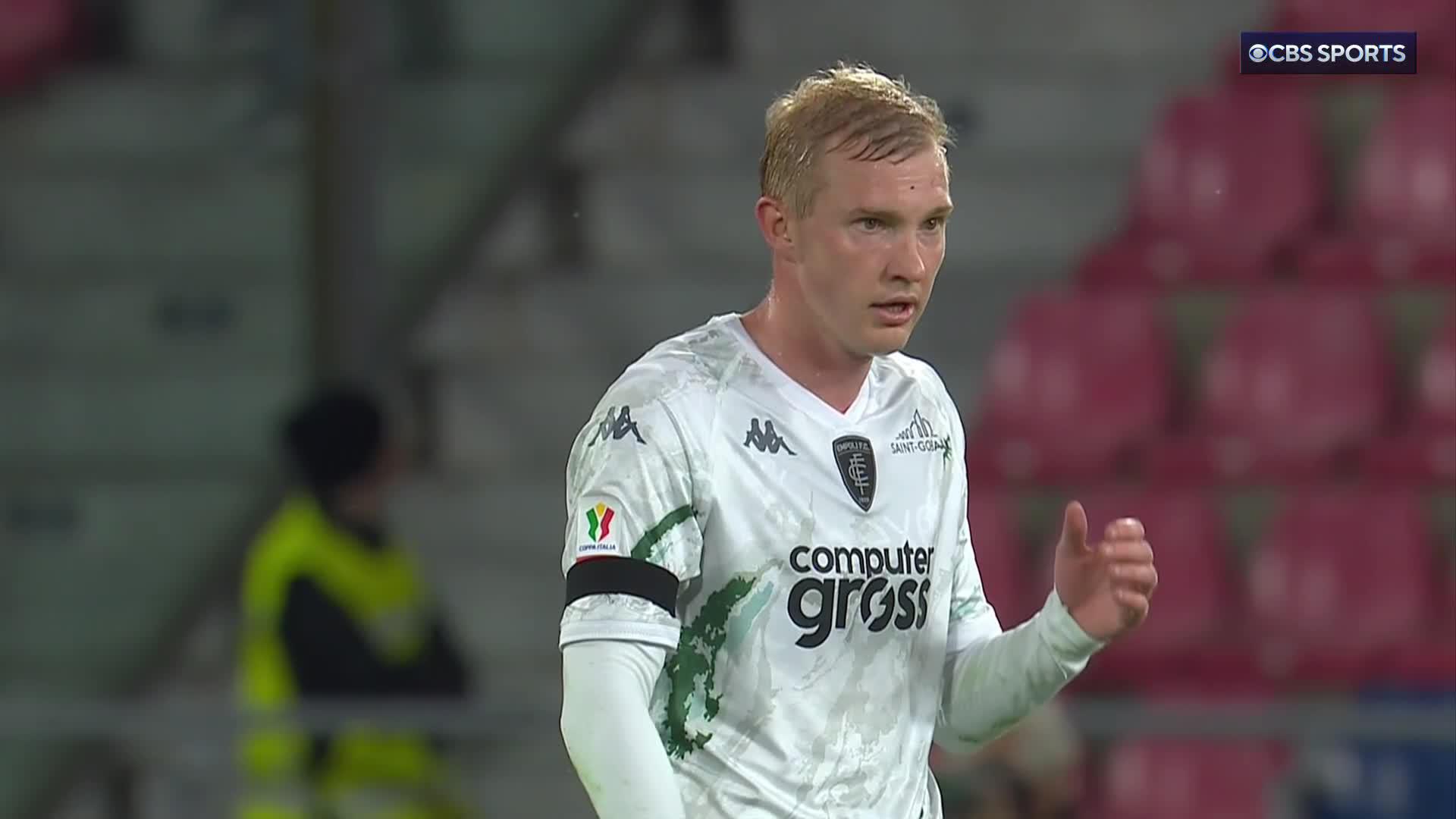 Viktor Kovalenko fires in the rebound for Empoli, handing Bologna their first goal conceded in the Coppa Italia 💥