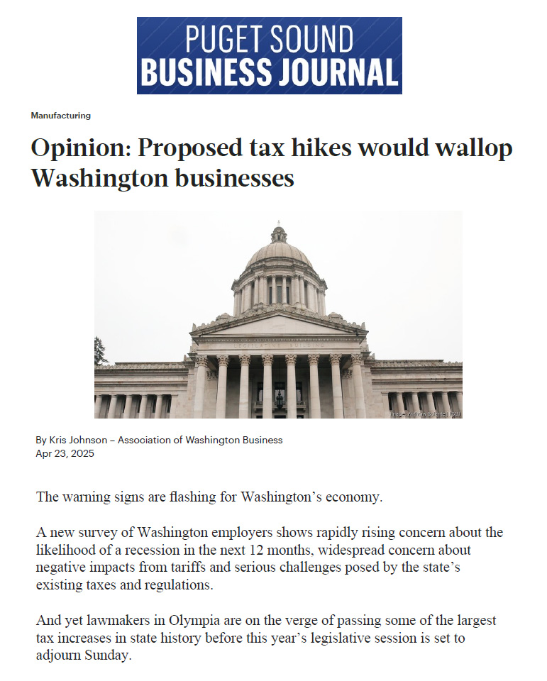 AWB (@awbolympia) on Twitter photo New from AWB President Kris Johnson in the Puget Sound Business Journal: Proposed tax hikes would wallop Washington businesses. #waleg <a href="/PSBJ/">Puget Sound Business Journal</a>
Read the full article: bizjournals.com/seattle/news/2… New from AWB President Kris Johnson in the Puget Sound Business Journal: Proposed tax hikes would wallop Washington businesses. #waleg <a href="/PSBJ/">Puget Sound Business Journal</a>
Read the full article: bizjournals.com/seattle/news/2…