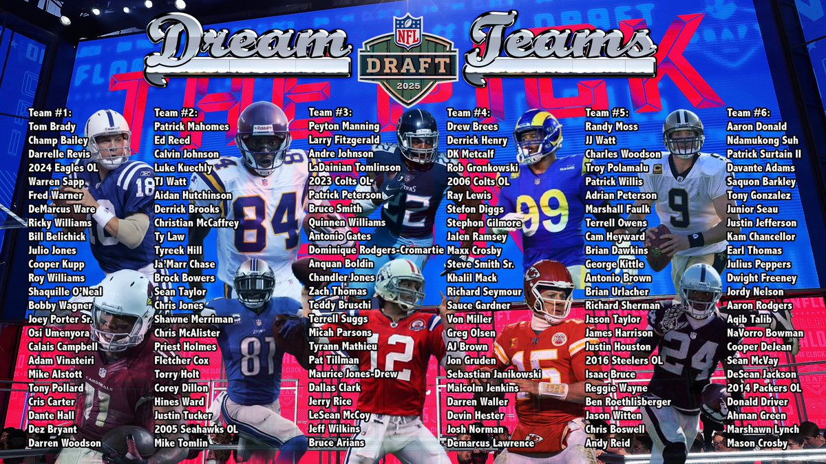 CFBEncyclopedia's tweet image. Modern NFL Fantasy Draft. Only players that played in the 2000’s were available. Which team would you go with? Rival GM’s were @JesseGladsaget Adam, @rahills @wydiggy and @8JohnMoore