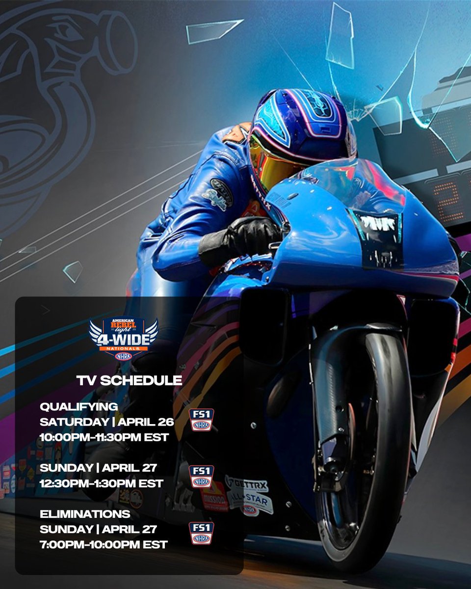 FINALLY time for some two-wheeled ACTION at the #4WideNats! 

Watch on #NHRAonFS1
Stream LIVE on NHRA.TV

<a href="/NHRA/">NHRA</a>  | #NHRApsm | <a href="/TeamAranaRacing/">TeamAranaRacing</a>  | <a href="/zMAXDragway/">zMAX Dragway</a>