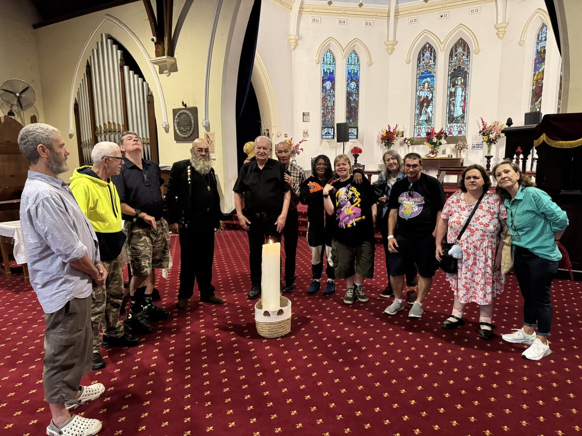 With the homeless, remembering the Anzacs. We lit the candle, said prayers  &amp; recited The Ode. Then extinguished the candle in memory of all those lives lost We then all prayed for world peace in our time. The rising smoke from the snuffed candle joined us in that prayer.