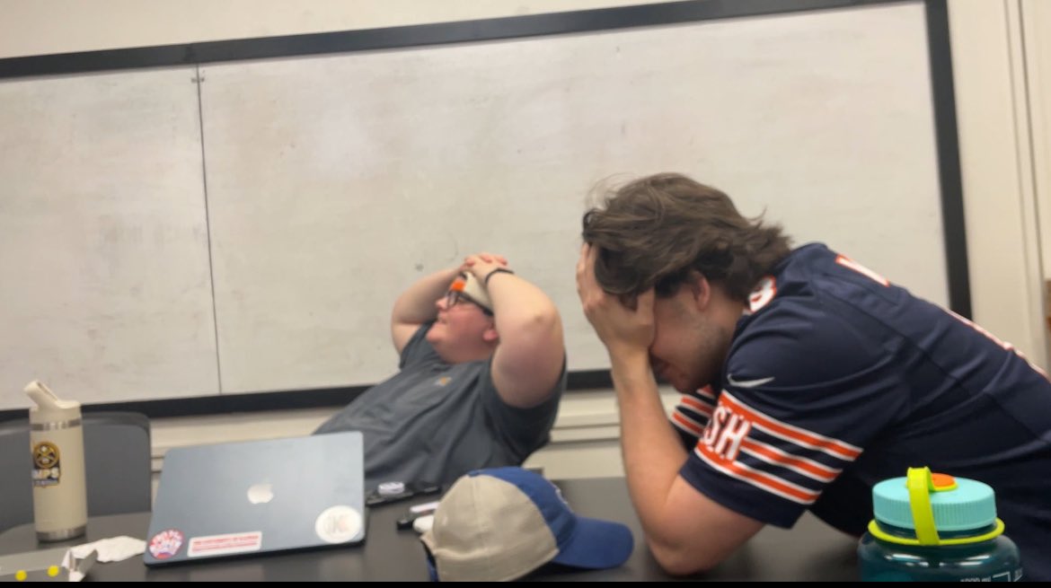Ben Hooke (@ben_h_hooke) on Twitter photo Live reactions from <a href="/Charlie_Krupski/">Charlie Krupski</a> and <a href="/liamcarson74/">Liam Carson</a> to the Bears draft pick. Ah, the emotions of draft day! Live reactions from <a href="/Charlie_Krupski/">Charlie Krupski</a> and <a href="/liamcarson74/">Liam Carson</a> to the Bears draft pick. Ah, the emotions of draft day!