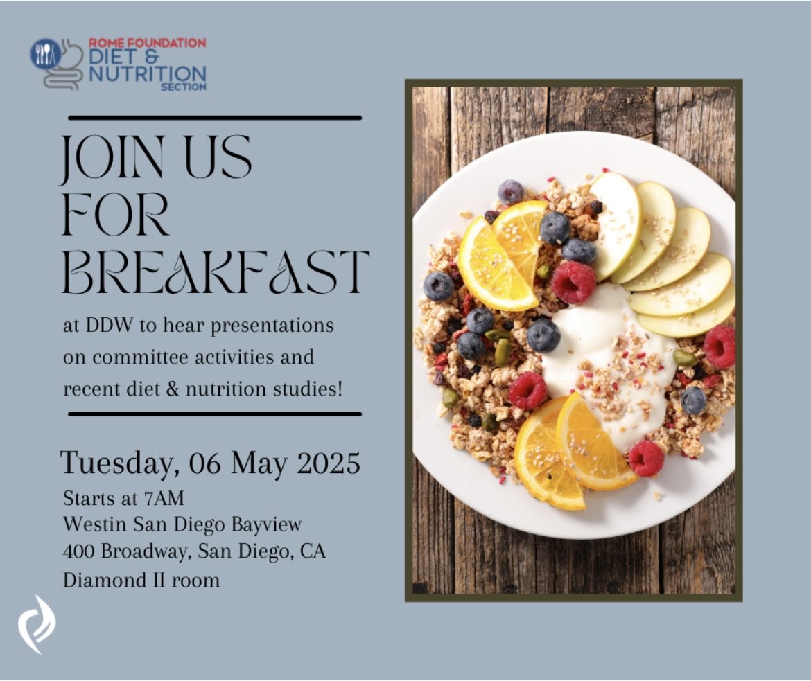 Interested in the role of diet in DGBI? Join us at the RDNS reception on tuesday am at DDW.