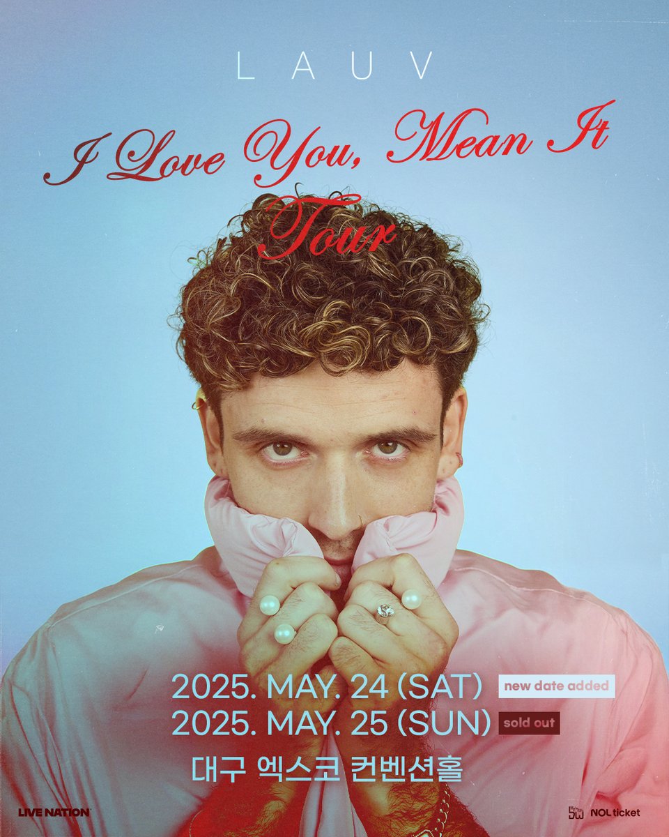 livenationkr's tweet photo. 라우브 (@lauvsongs) 내한공연

많은 분들이 보여주신 성원에 힘입어 2025년 5월 24일 (토) 2회차 공연을 추가 오픈합니다.⁠ 추가된 회차는 4월 28일 (월) 낮 12시부터 예매할 수 있습니다!⁠

* 자세한 내용은 라이브네이션 코리아 인스타그램을 확인해주시기 바랍니다. https://t.co/uGt0qTuABP