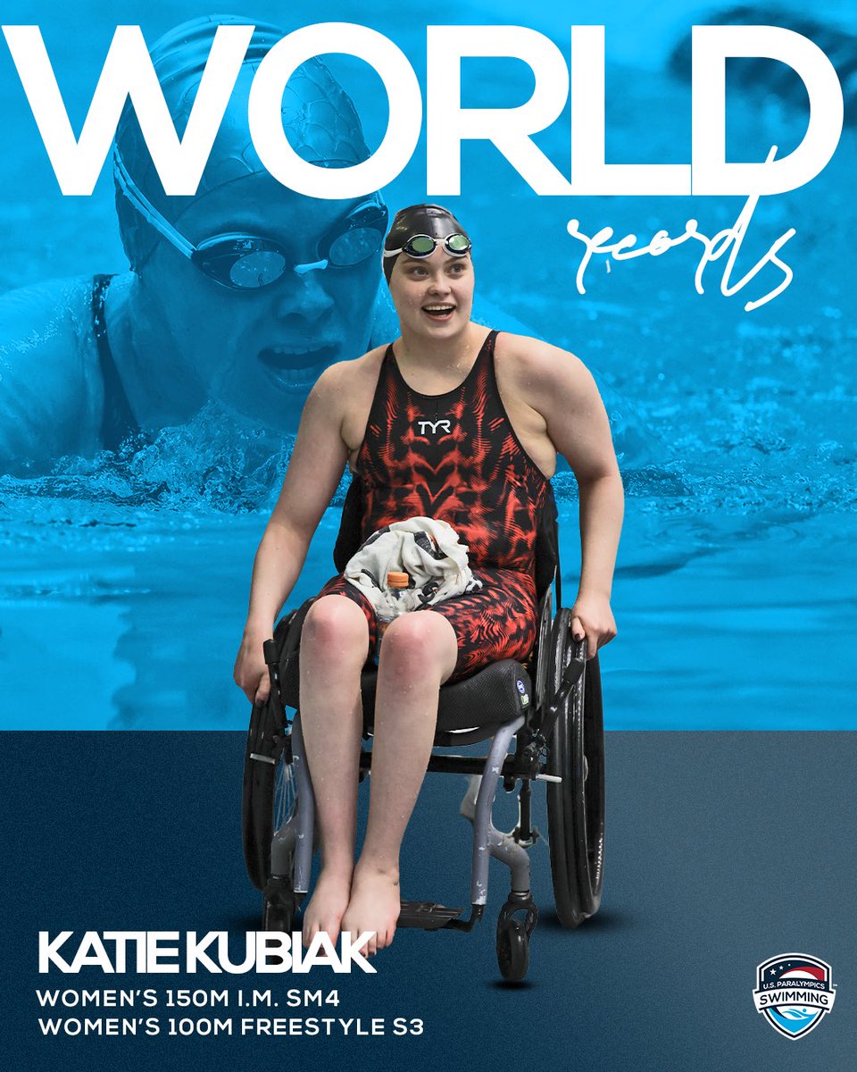 The rookie got it done 🫡

On her first day EVER of international racing, Katie Kubiak broke TWO S4 world records! 

#TeamUSA // #ParaSwimming