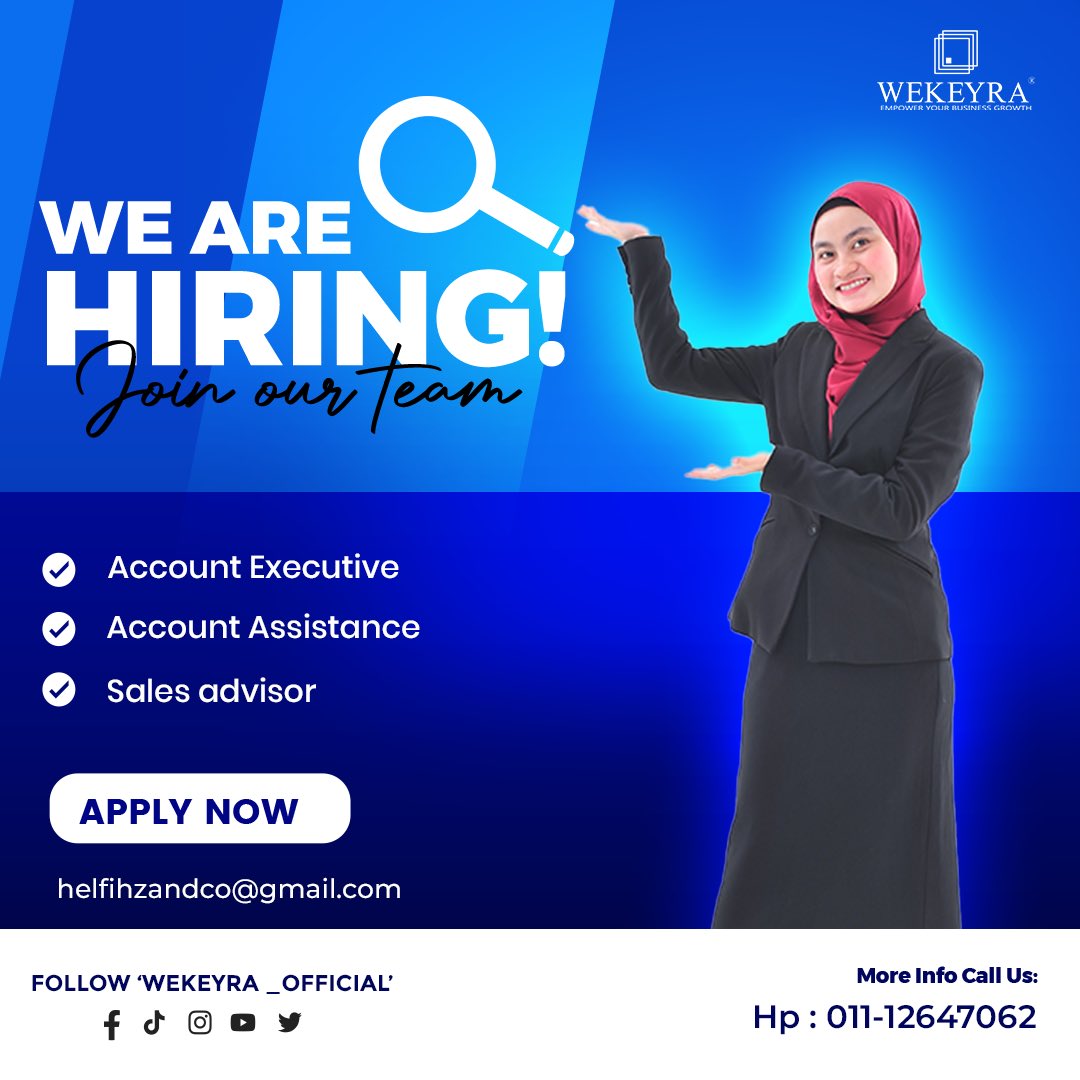 Effy_2006's tweet photo. Urgent Hiring!!!

if you’re interested, please send me your resume or contact me at 011-12647062 https://t.co/NVte7TAwJc