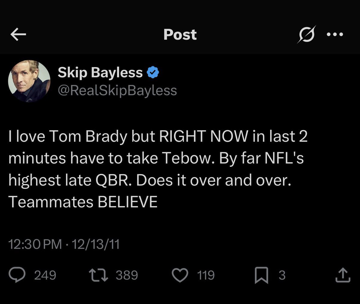Meinside70's tweet photo. @RealSkipBayless https://t.co/P9d7jJoyER
