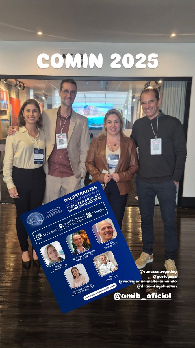 Cintia Johnston🇧🇷👩🏼 (@cintia_johnston) on Twitter photo I had the honor of coordinating and teaching the Course "Physiotherapy in Neurointennisvism: release of MV, evaluation and functional rehabilitation in pediatrics and adults" at the Brazilian Congress of Neurointensivism <a href="/amib/">amib</a> <a href="/AMIB_oficial/">AMIB - Associação de Medicina Intensiva Brasileira</a> with my Friends <a href="/sergionemer/">sergio nemer</a> I had the honor of coordinating and teaching the Course "Physiotherapy in Neurointennisvism: release of MV, evaluation and functional rehabilitation in pediatrics and adults" at the Brazilian Congress of Neurointensivism <a href="/amib/">amib</a> <a href="/AMIB_oficial/">AMIB - Associação de Medicina Intensiva Brasileira</a> with my Friends <a href="/sergionemer/">sergio nemer</a>