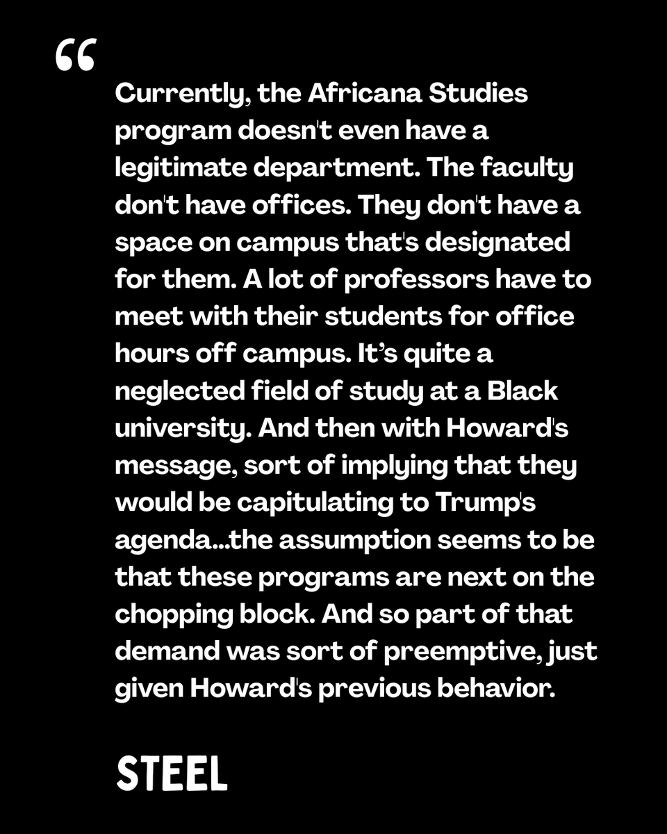 blacksrulezine's tweet photo. Steel on The People’s University’s demand to protect ethnic studies and the current state of those programs at Howard University: https://t.co/Yeo4OpsTQI