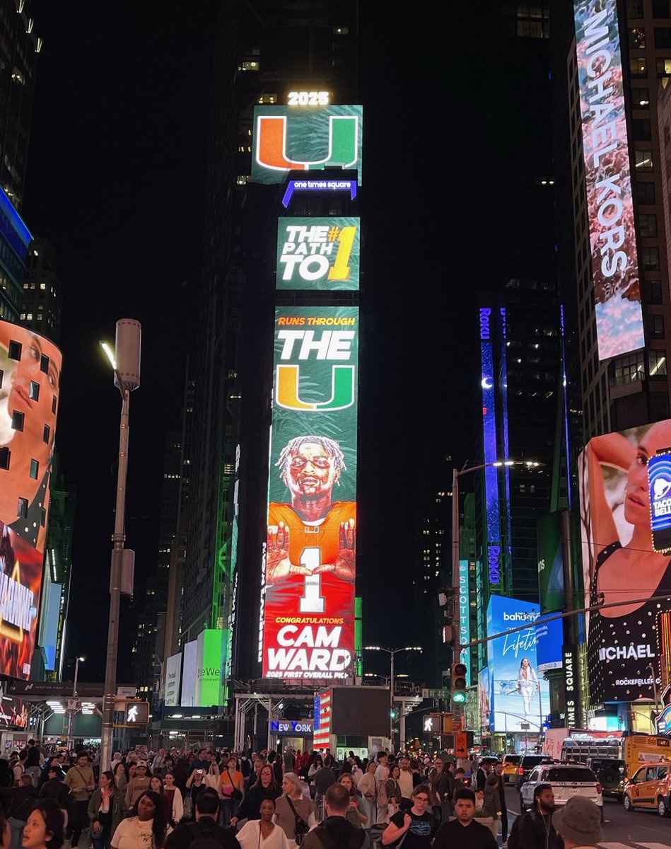 No. 1 pick Cam Ward &amp; Miami recognized in Times Square tonight