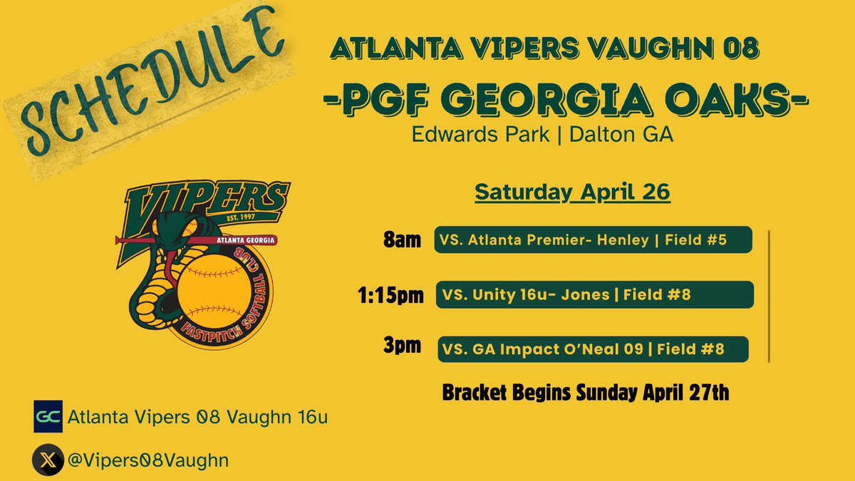 Allie Vaughn (@allievaughn2026) on Twitter photo Can’t wait for this weekend!! Ready to hit the field with my girls! <a href="/Vipers08Vaughn/">Atlanta Vipers 08 - Vaughn</a> Can’t wait for this weekend!! Ready to hit the field with my girls! <a href="/Vipers08Vaughn/">Atlanta Vipers 08 - Vaughn</a>