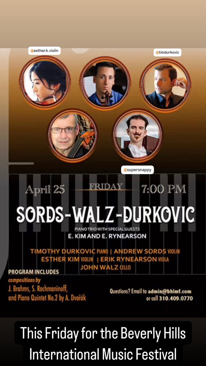 AndrewViolin's tweet photo. Friday: Dvorak in Beverly Hills
Saturday: Brahms in Santa Monica https://t.co/A9TocGSuHB