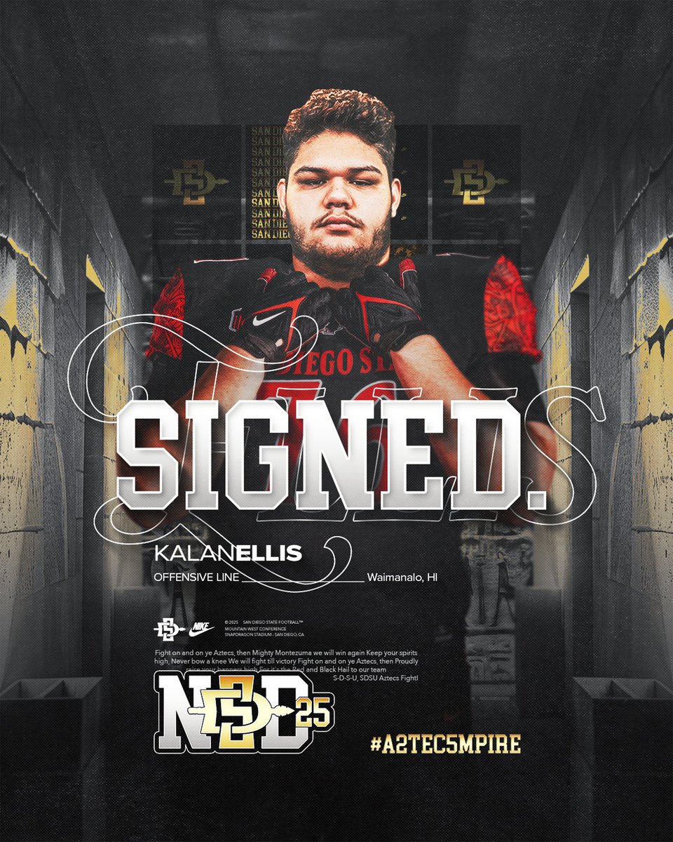 San Diego State Football (@aztecfb) on Twitter photo Welcome to The Mesa, <a href="/ellis_95/">Kalan Ellis</a>!
π Waimanalo, Hawaii
π Offensive Line
π« Syracuse University
#A2TEC5MPIRE x #NSD Welcome to The Mesa, <a href="/ellis_95/">Kalan Ellis</a>!
π Waimanalo, Hawaii
π Offensive Line
π« Syracuse University
#A2TEC5MPIRE x #NSD