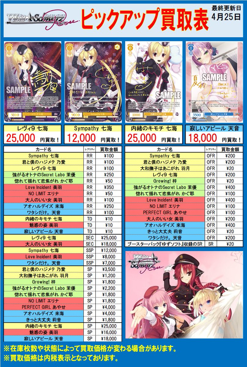 ヴァイスシュヴァルツロゼ 買取情報】 『ゆずソフト』 SEC レヴィ9