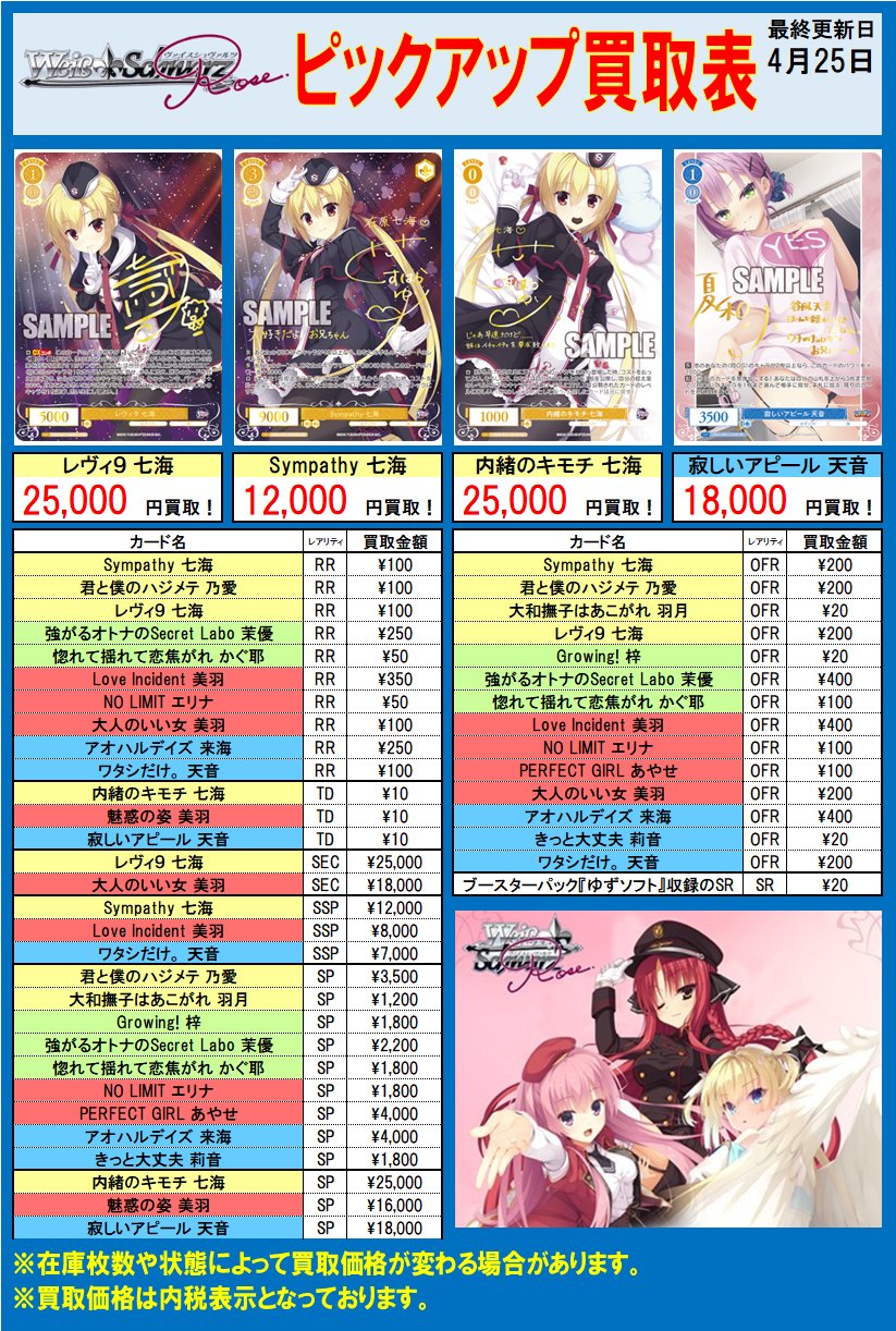 WS ヴァイスシュヴァル ツロゼ ゆずソフト レヴィ9 七海 SEC