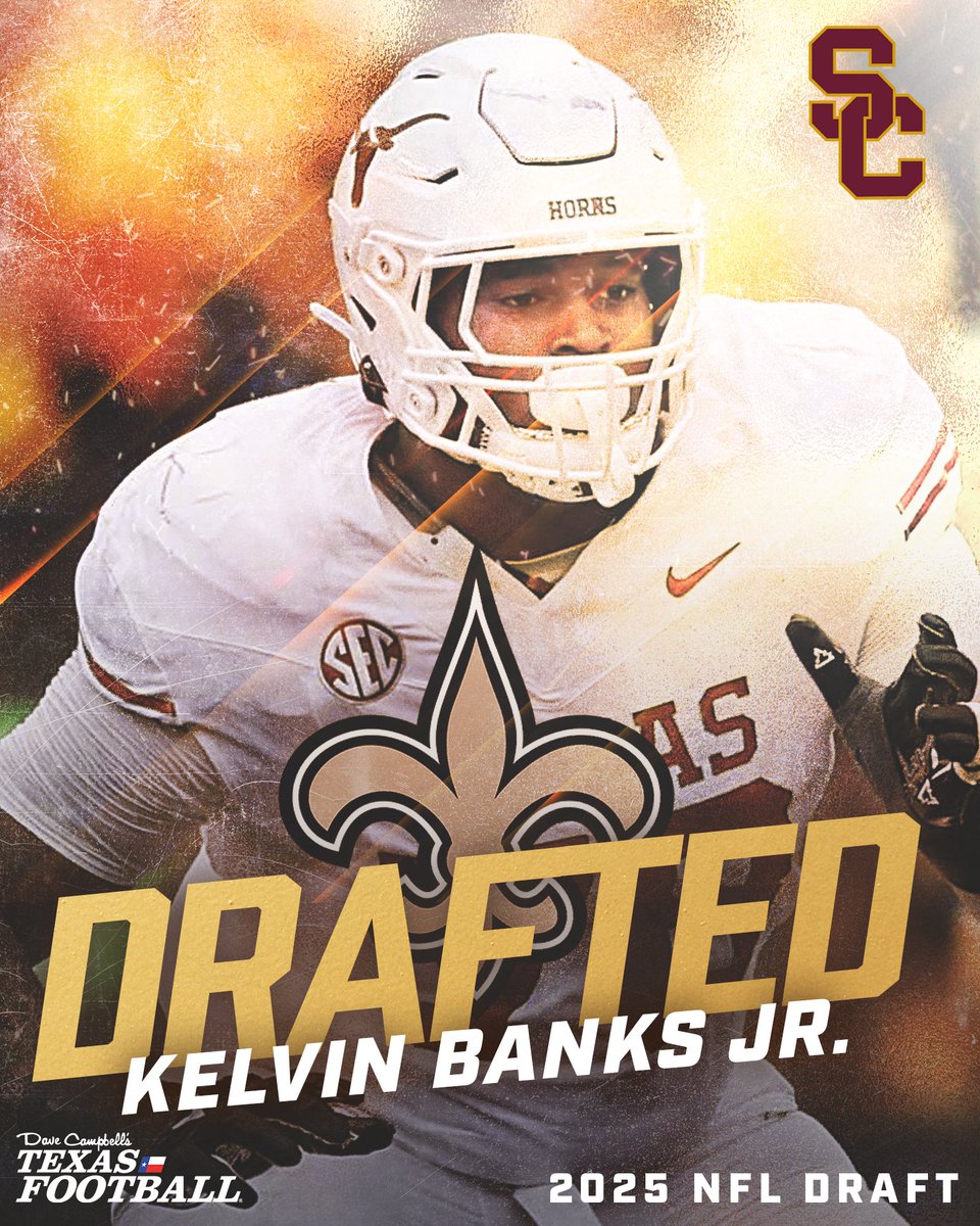 Dave Campbell's Texas Football — TexasFootball.com (@dctf) on Twitter photo THE HUMBLE WALL is headed to New Orleans!!
Texas Longhorn and Humble Summer Creek OL Kelvin Banks Jr. is taken No. 9 overall by the New Orleans Saints!
<a href="/SC_BulldogFB/">Summer Creek Football</a> <a href="/CoachKRHarrison/">Coach Harrison, M.Ed.</a> <a href="/Kelvinbanksjr12/">Kelvin Banks Jr🎸</a> #txhsfb #WhoDat #DCTF #HookEm THE HUMBLE WALL is headed to New Orleans!!
Texas Longhorn and Humble Summer Creek OL Kelvin Banks Jr. is taken No. 9 overall by the New Orleans Saints!
<a href="/SC_BulldogFB/">Summer Creek Football</a> <a href="/CoachKRHarrison/">Coach Harrison, M.Ed.</a> <a href="/Kelvinbanksjr12/">Kelvin Banks Jr🎸</a> #txhsfb #WhoDat #DCTF #HookEm