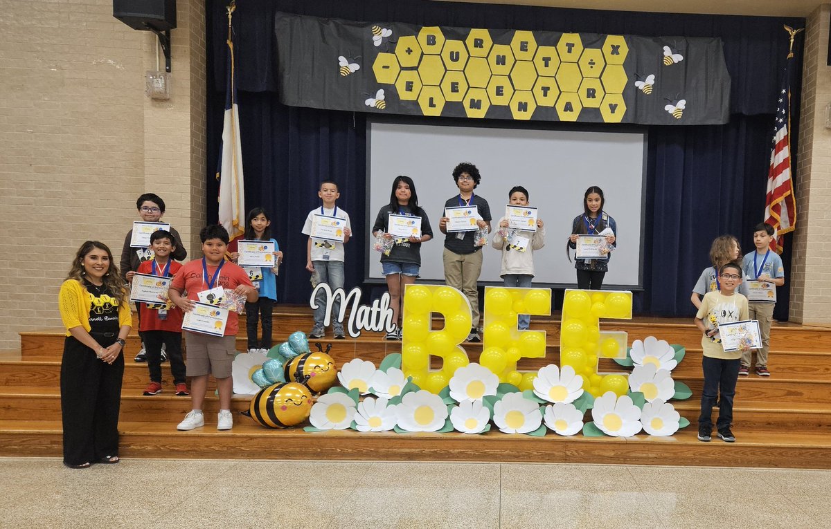Anajimenez08A's tweet image. We had our second annual Math Bee today. Thank you to our district specialist for attending and supporting us. Congrats to our winner, Jacob Moreno!! 🐝➗️✖️➖️➕️🐝 #PISDMathChat #BurnettBeavers #MathBee
