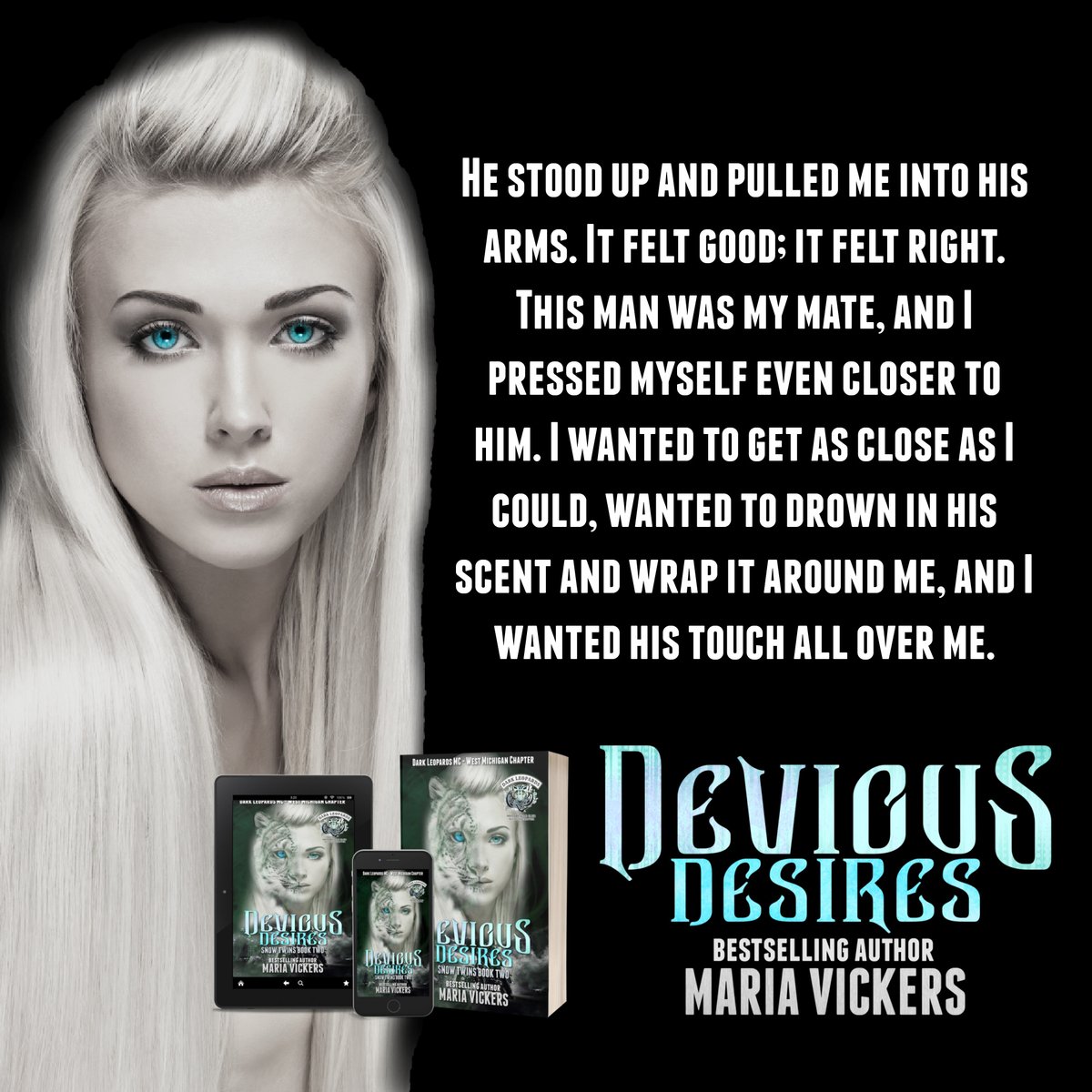 DEVIOUS DESIRES by <a href="/mvauthor/">Author Maria Vickers</a> IS FINALLY HERE! Return to the Dark Leopards MC world and continue the Snow Twin Saga! bookgoodies.com/a/B0DYNS41XP
#darkleopardsmc #availablenow #99cents #deviousdesires