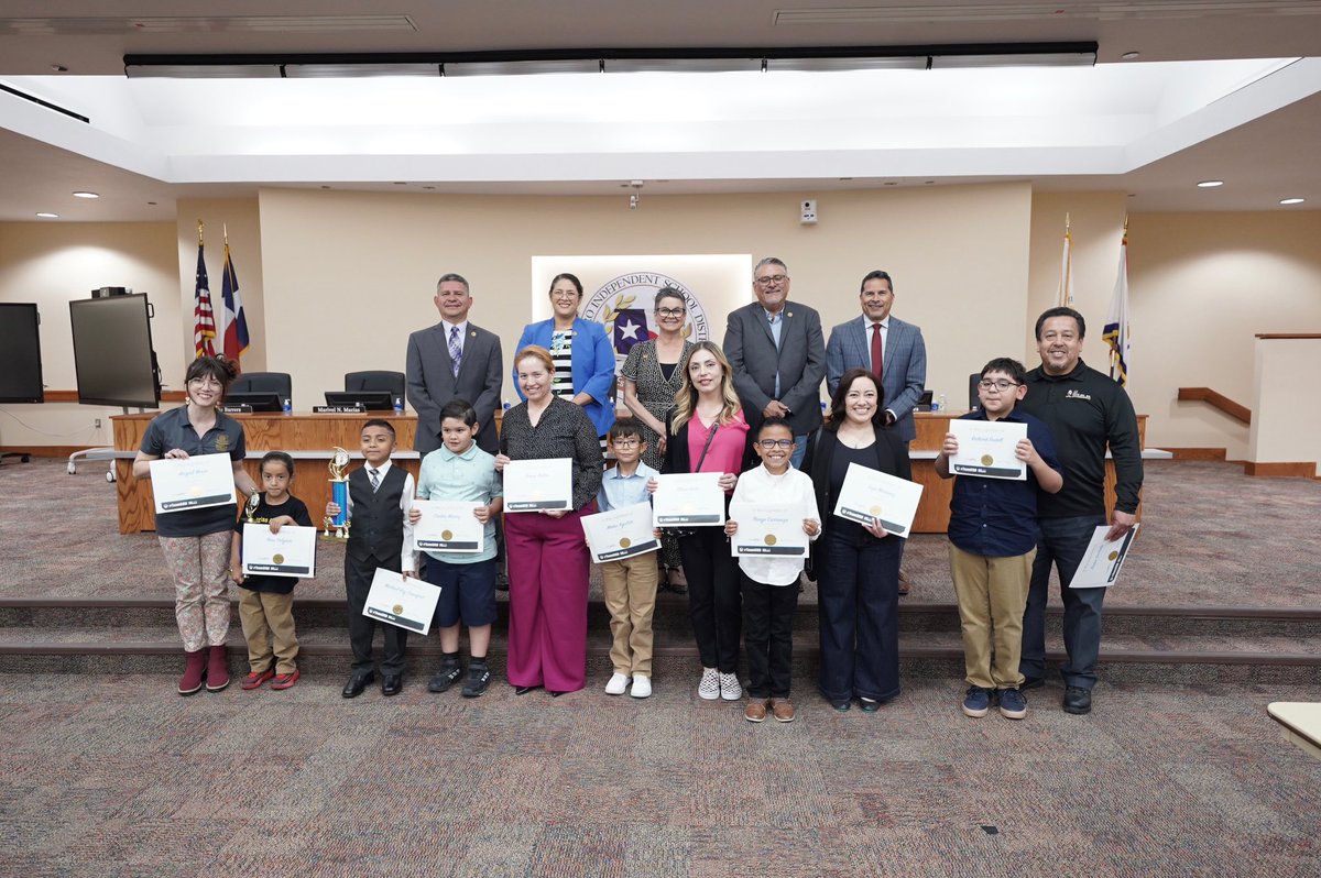 SocorroISD's tweet image. Trustees honored the first-place winners of the 8th annual districtwide Math Bee, where K–5 students showcased exceptional math skills through grade-level competitions and a timed elimination round. Congratulations to these outstanding young mathematicians!