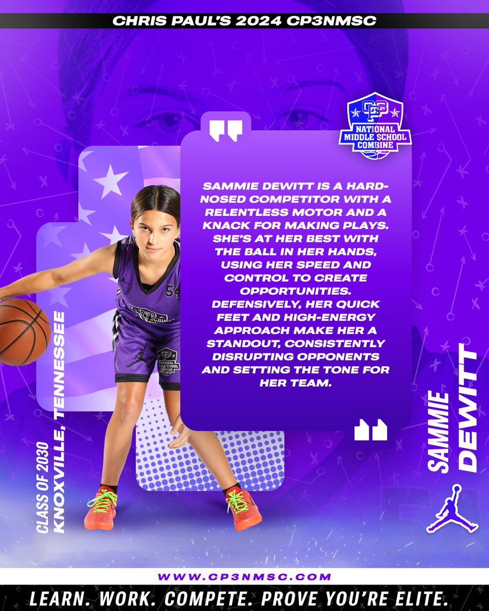 Samantha DeWitt (@tnlv_samantha) on Twitter photo What a sweet surprise. Just received my CP3 Middle School Combine Evaluation!
<a href="/CP3NMSC/">CP3 National Middle School Combine</a>
<a href="/BrandonClayPSB/">B r a n d o n C l a y</a>
<a href="/WoodsRecruiting/">Al Woods</a>
<a href="/BTNScouting/">BTN Scouting</a>
<a href="/TnXtreme2030/">TnXtreme2030</a>
<a href="/NikeGirlsEYBL/">Nike Girls EYBL</a>
<a href="/JrAllStarBB/">Jr. All-Star Girls Basketball</a> What a sweet surprise. Just received my CP3 Middle School Combine Evaluation!
<a href="/CP3NMSC/">CP3 National Middle School Combine</a>
<a href="/BrandonClayPSB/">B r a n d o n C l a y</a>
<a href="/WoodsRecruiting/">Al Woods</a>
<a href="/BTNScouting/">BTN Scouting</a>
<a href="/TnXtreme2030/">TnXtreme2030</a>
<a href="/NikeGirlsEYBL/">Nike Girls EYBL</a>
<a href="/JrAllStarBB/">Jr. All-Star Girls Basketball</a>