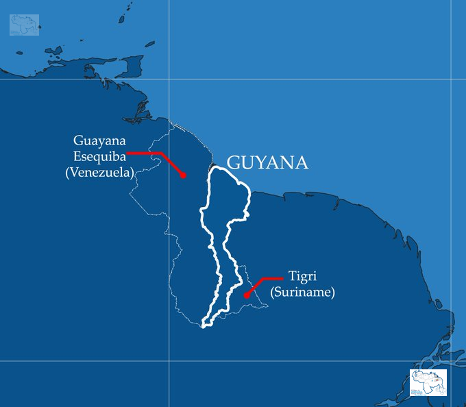Este mapa nos muestra exactamente cuán "grande" es Guyana. casi 3/4 de lo que reclaman como su territorio es robado, la Guayana Esequiba de Venezuela y el Área Tigri de Surinam. #24Abr #MiMapa
