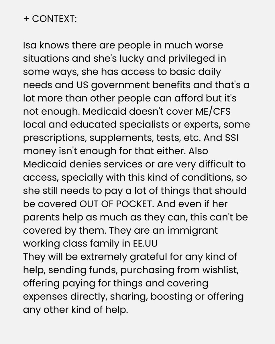anardiska's tweet image. I’m bedbound and very sick with very severe #MyalgicEncephalomyelitis & comorbidities and I need ongoing help with my medical care and daily expenses (until further notice).
Context in images and thread 🧵
All my links 🔗: linktr.ee/ch4mita
1/3