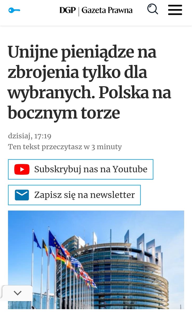 "Unijne pieniądze na zbrojenia tylko dla wybranych. Polska na bocznym torze". 
Ale tak poza tym to ta cała centralizacja UE jest super. I to gadanie o solidarności europejskiej jest super. I także zaklęcia o silnej pozycji Polski w Europie są super. W ogóle jest super.