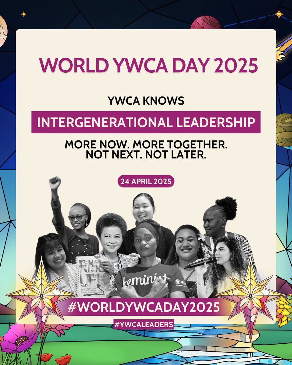On this World YWCA Day, we honor decades of intergenerational efforts aimed at centering young women in leadership. It's time to challenge the norms that hold us back! Join us in embracing shared leadership, resources, and accountability. Together, we rise! #WORLDYWCADAY2025