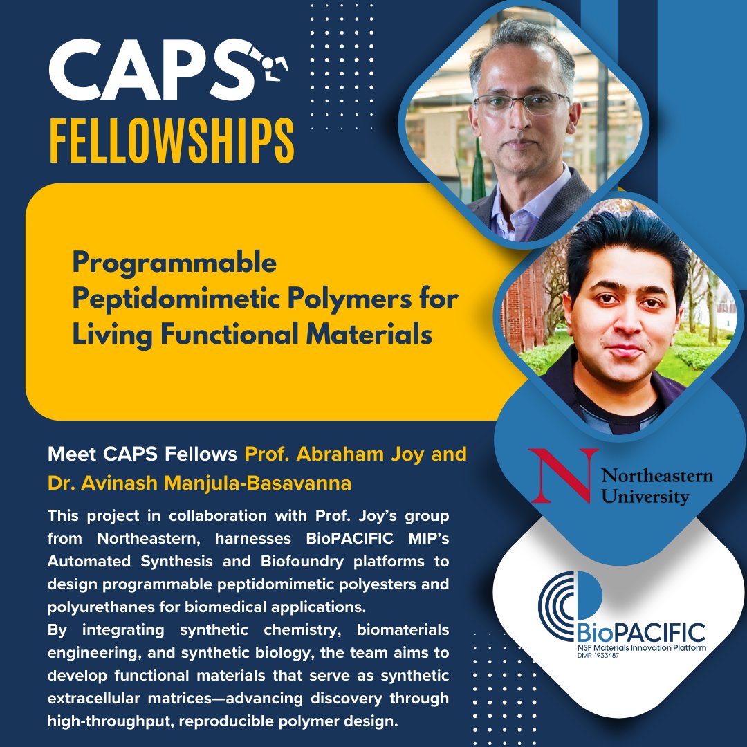 BioPACIFIC MIP (@biopacificmip) on Twitter photo CAPS Fellowships Spotlight!
<a href="/Northeastern/">Northeastern U.</a> team is collaborating with <a href="/BioPACIFICMIP/">BioPACIFIC MIP</a> to create programmable polymers for synthetic ECMs🧫
✅ Peptidomimetic polyesters + polyurethanes
✅ Designed via Chemspeed automation
✅ Biomedical + regenerative medicine potential
#Biomaterials CAPS Fellowships Spotlight!
<a href="/Northeastern/">Northeastern U.</a> team is collaborating with <a href="/BioPACIFICMIP/">BioPACIFIC MIP</a> to create programmable polymers for synthetic ECMs🧫
✅ Peptidomimetic polyesters + polyurethanes
✅ Designed via Chemspeed automation
✅ Biomedical + regenerative medicine potential
#Biomaterials