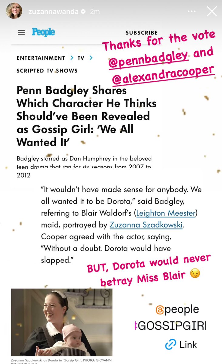 THIS! I have spoken a lot about how much I hate the idea of Dorota being GG simply for the fact no adult would give a fuck about stupid teenagers. But yes, also Dorota would never betray Blair. You guys don’t get the Polish loyalty they would die for those they love