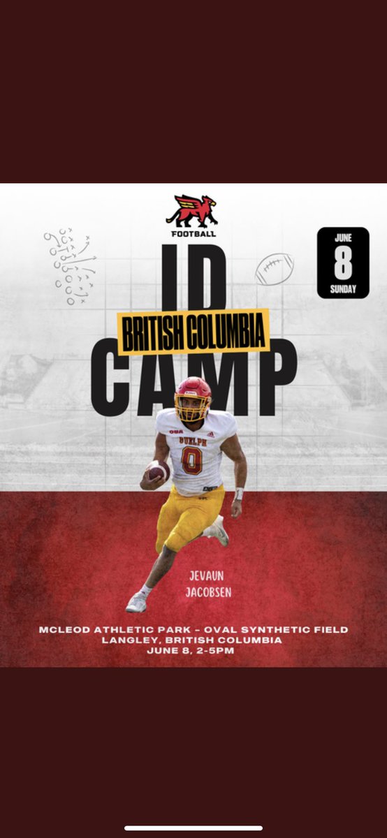 Thank you  <a href="/cappiello99/">CoachCappiello99</a> for the personal invite to the <a href="/guelph_gryphons/">Guelph Gryphons</a> football camp. Ready to compete