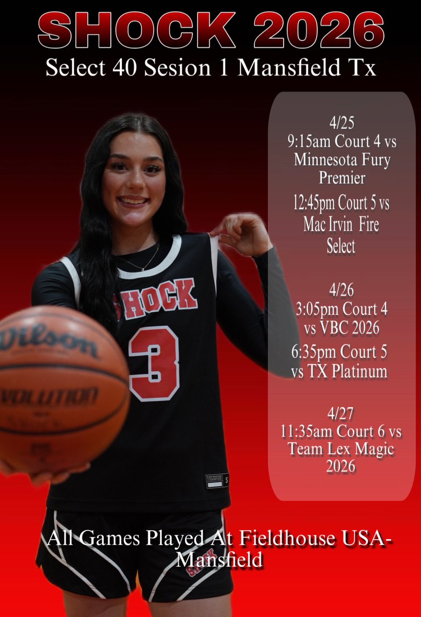 Schedule for Mansfield Texas! Let’s get after it. <a href="/Shockhoops/">Shock Hoops</a> <a href="/CoachRubyD/">Ruben Diaz</a> <a href="/Coach_Nik15/">Nik</a>