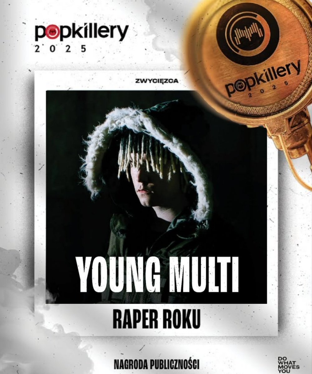Mlody_Burdziak's tweet photo. Jak co roku dla @Mlody_Burdziak. Zwycięzcą kategorii "Raper Roku" zostaje @young_multi.
#popkiller #yfl https://t.co/GhabfpEZeh