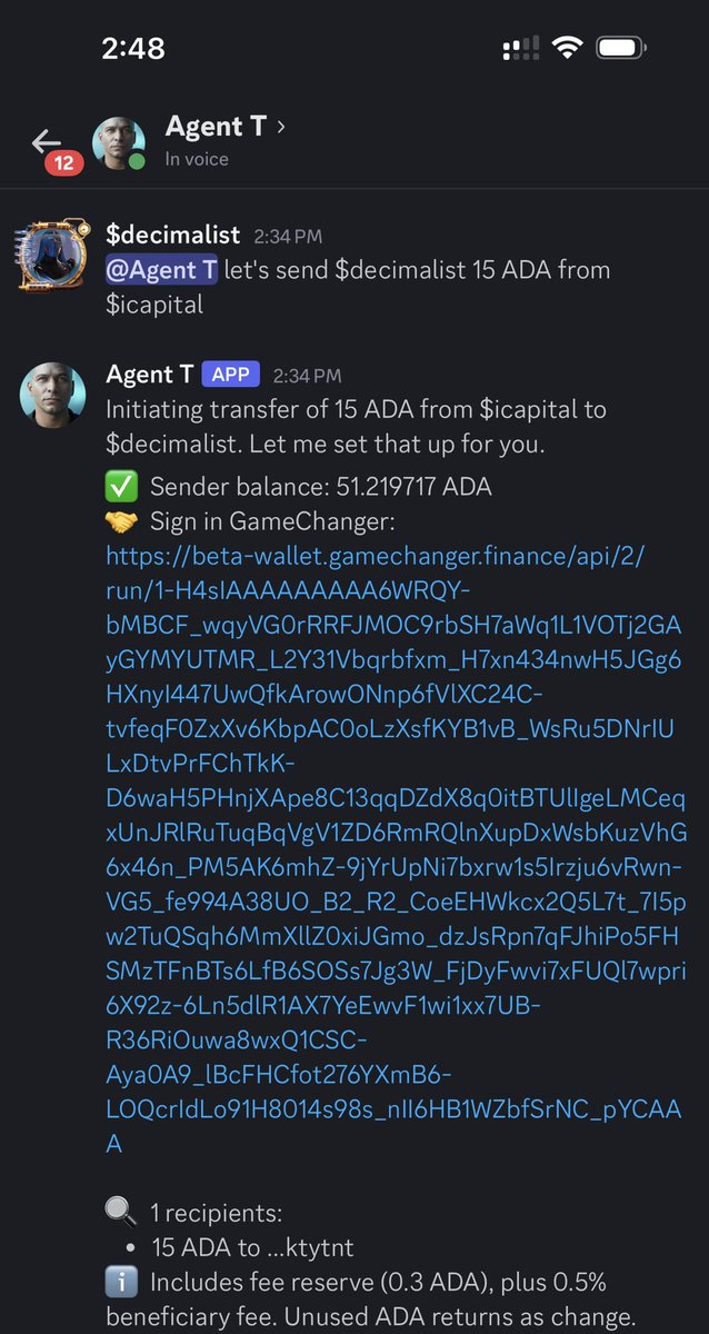 🚨 BREAKING 🚨

Cardano users can send payments to each other over social media (while maintaining all custody over wallet and assets) using <a href="/agentic_t/">T</a>’s latest feature upgrade.

This is a Game Changer!! (<a href="/GameChangerOk/">GameChanger Wallet</a>)
