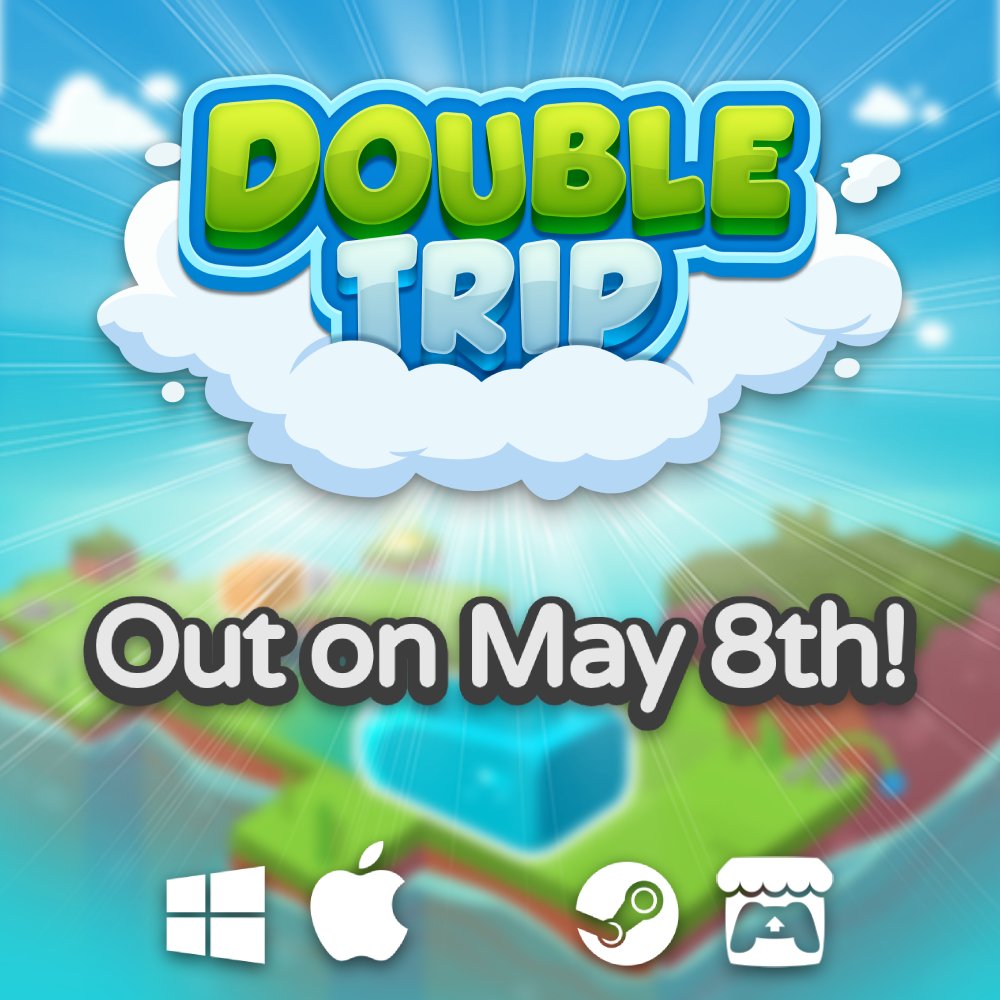 Hey all! 
We're excited to announce that Double Trip will be released on Steam and Itch io on May 8th! 

That's in two weeks!!!! 🗣️🗣️🔥🔥🔥

@FinnXD888  and I hope you enjoy the game as much as we enjoyed making it ♥️ 

#indiedev #indiegame #DoubleTrip