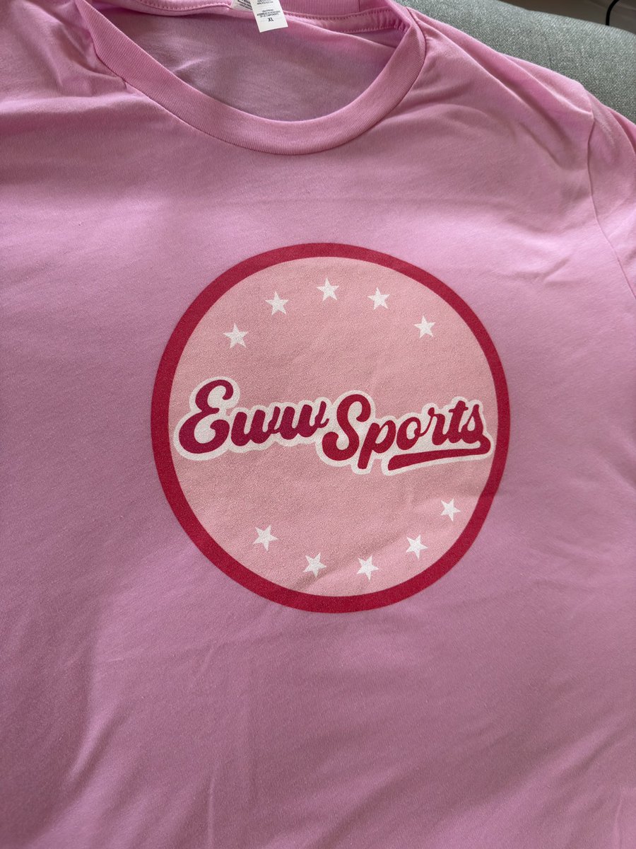 Metalchondria's tweet photo. @EwwSports @catlikessports @spencer_hayes16 Shirt JUST delivered! Was going to wear it tonight for the Denver game in LA for Game 3 tonight, the person cancelled my purchase so…hopefully Game 6. Pink looks good on everyone, thank you both for all you do💜🩷 #LetsgoNuggets https://t.co/1Ro4UrkPiO