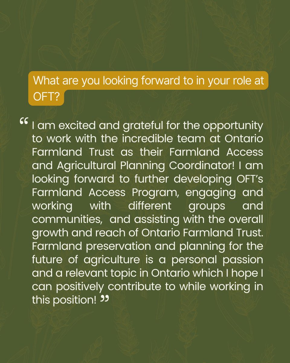 Meet Ben! We were fortunate to have Ben join us this winter as a student intern, and today, we’re so excited to have him continue his tenure with OFT, supporting the development of our farmland access program. 

#OntAg