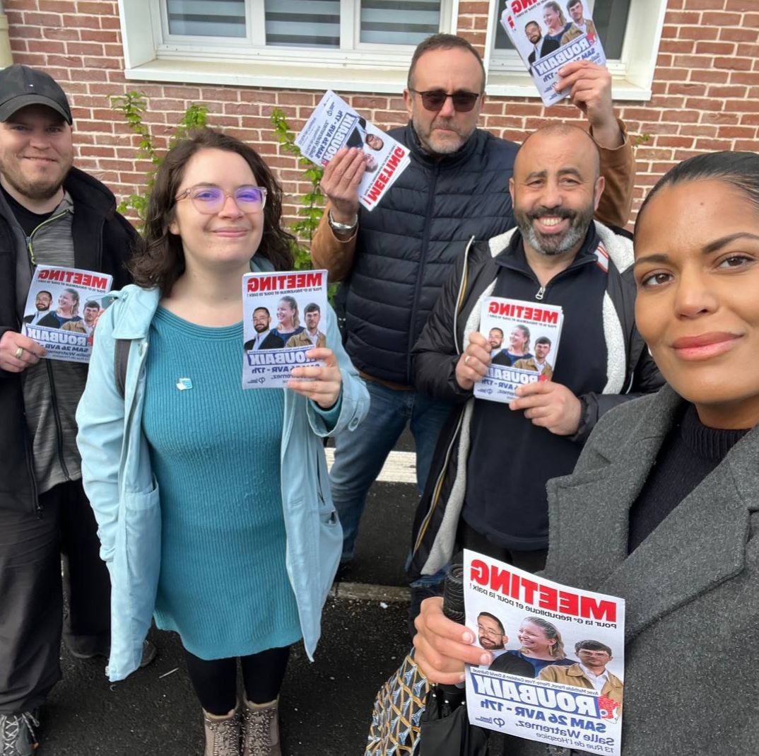 🔴 Le meeting du 26 avril c’est ce samedi ! 

<a href="/MathildePanot/">Mathilde Panot</a>, <a href="/GuiraudInd/">David Guiraud</a> et <a href="/pycadalen/">Pierre-Yves Cadalen</a> seront à Roubaix, salle Wattremez  à  partir de 17h.

Pour la 6ème république et pour la paix, rendez vous salle Watremez ! 😁🔥

✊ Inscrivez vous ici : actionpopulaire.fr/evenements/4f9…