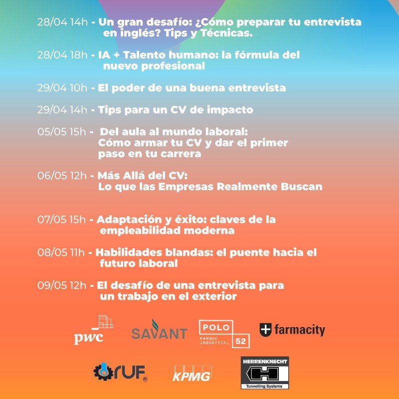 ¿Sos estudiante de la UCC?
Preparate para la Feria de Trabajo participando de estos TALLERES VIRTUALES pensados para que fortalezcas tus competencias en empleabilidad.
Inscribite aquí👉goo.su/fEbqk