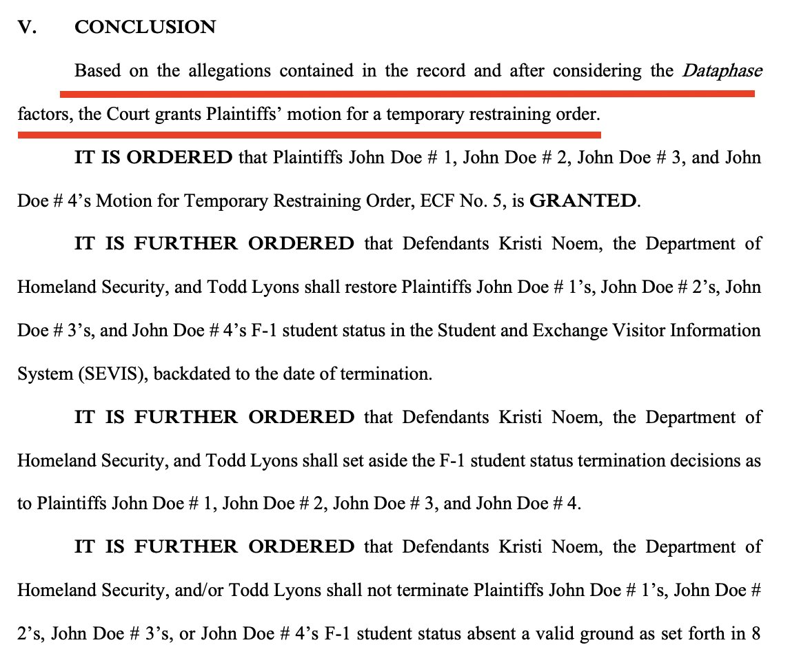 Good News!

A temporary restraining order against the Feds, on behalf of some of the UI international students, has been granted!

The courts continue to recognize in these cases that the Feds can't operate with reckless disregard for the law

All you fascists bound to lose