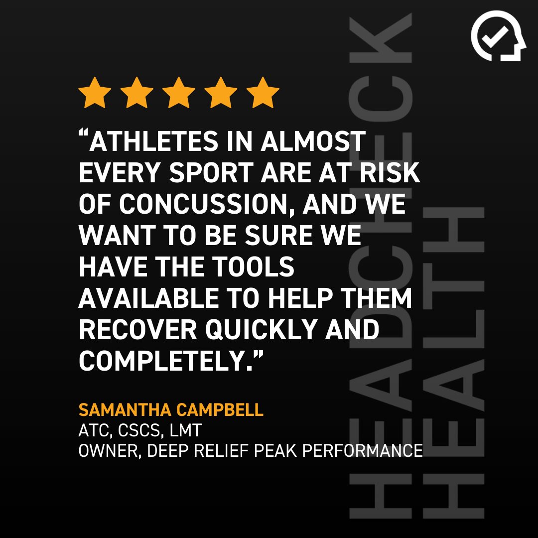 “The HEADCHECK Health program allows any Deep2Peak athlete, patient, or client to access high level concussion baseline testing, early intervention in the event of a head injury, and guidance and accountability when returning to physical activity.”

--Samantha Campbell, Deep2Peak