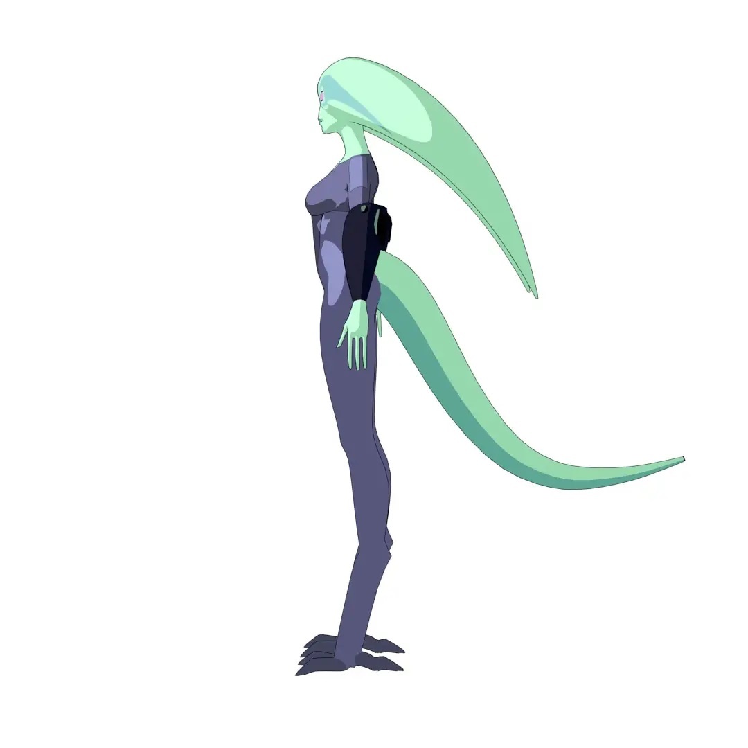 The 3D model art of Xylene was used in the blender app. It is based on the 2D animation model with the proportions.
Art by barid_ten_1b.s.t0. 

#Ben10 #Ben10Fanart #beautiful #alien #female #Xylene #uxorite #character #tentacles #tail #artwork #digitalart #3DModel #3d #2d