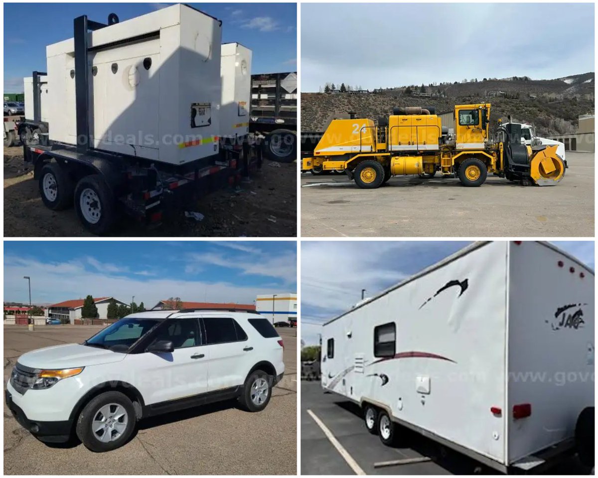 Spring Cleaning in the Mountain Regions ⬇️

📍Idaho -  Portable Generator:hubs.ly/Q03jKVv30
📍Colorado - Snow Removal Equipment: hubs.ly/Q03jKTKv0
📍New Mexico - 2013 Ford Explorer: hubs.ly/Q03jKYwT0
📍Utah - 2006 Jag Travel Trailer: hubs.ly/Q03jKKNh0