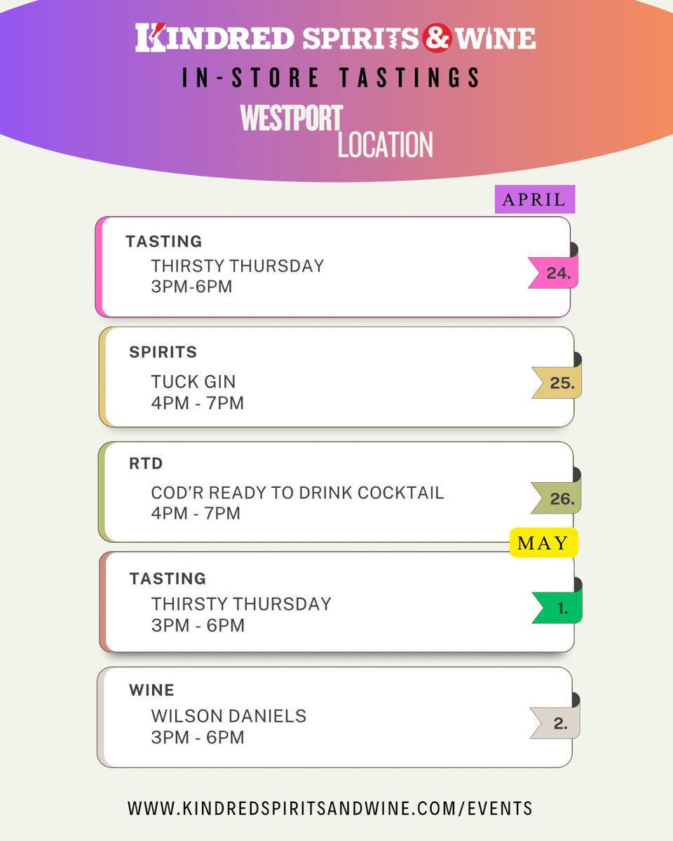 Kindred_SW's tweet image. ✨Upcoming Events at Our Locations!✨

Discover tastings, special offers, and exciting happenings at your local Kindred Spirits &amp;amp; Wine store. Mark your calendar and join us for unforgettable moments!🍾🎉

Stay Tuned for more.

Check out upcoming events on our Website link!