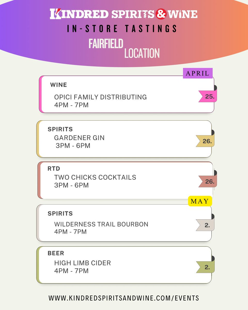Kindred_SW's tweet image. ✨Upcoming Events at Our Locations!✨

Discover tastings, special offers, and exciting happenings at your local Kindred Spirits &amp;amp; Wine store. Mark your calendar and join us for unforgettable moments!🍾🎉

Stay Tuned for more.

Check out upcoming events on our Website link!
