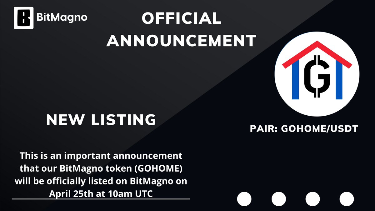 BitMagno (@bitmagno) on Twitter photo GOHOME (GOHOME)
Listing date: 25/04/2025
Website: gohometoken.com
Twitter: <a href="/GoHome_Token/">GOHOME TOKEN</a>
TG: t.me/GoHomeTokenGro…
Exchange: bitmagno.com GOHOME (GOHOME)
Listing date: 25/04/2025
Website: gohometoken.com
Twitter: <a href="/GoHome_Token/">GOHOME TOKEN</a>
TG: t.me/GoHomeTokenGro…
Exchange: bitmagno.com